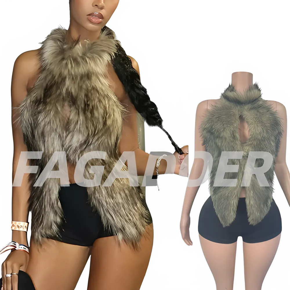 Y2K Sexy Fur Two-Piece Outfit for Women