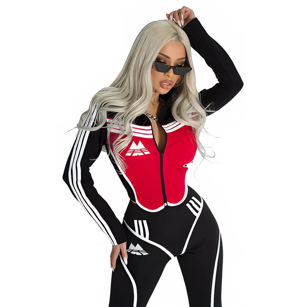 Women's Striped Yoga Set: Top & High Waist Pants