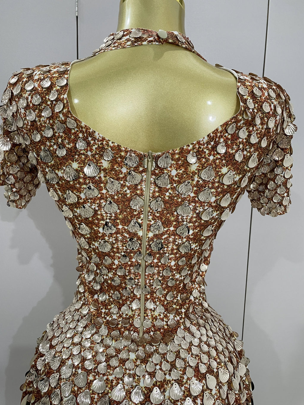 Luxury High Quality Shiny Shell Sequins Bodysuit Dress Women Sexy Nightclub Dance Performance Clothing Birthday party Dresses
