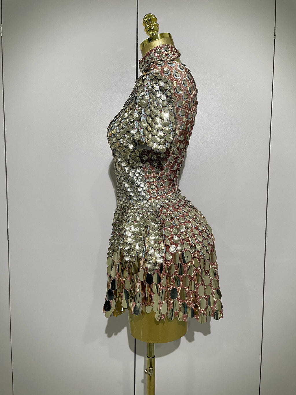 Luxury High Quality Shiny Shell Sequins Bodysuit Dress Women Sexy Nightclub Dance Performance Clothing Birthday party Dresses