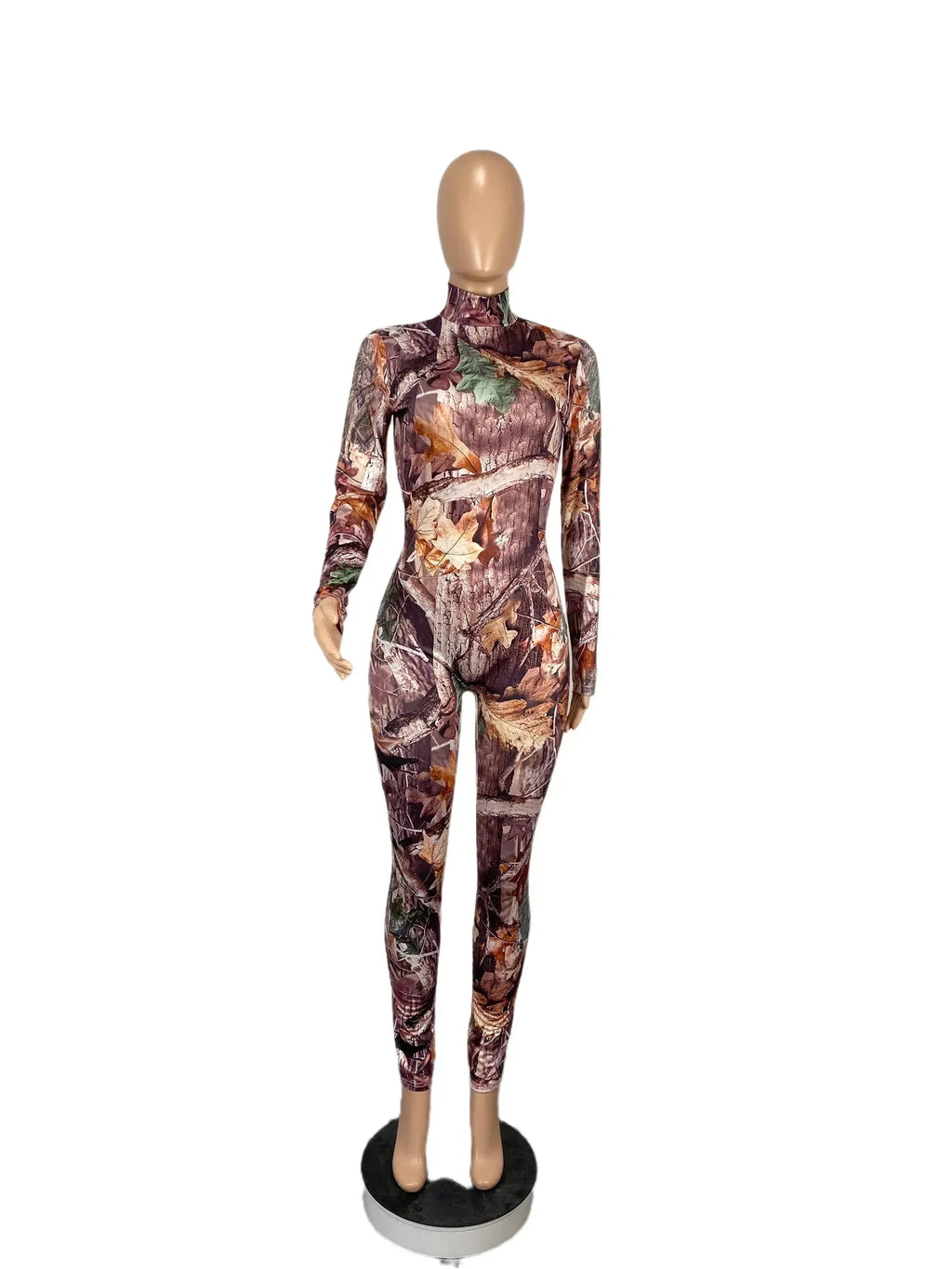 CM.YAYA Active Tie Dye Letter Print Turtleneck Bodycon Jumpsuit for Women Sexy Club One Piece Overall Bodycon Rompers Outfits