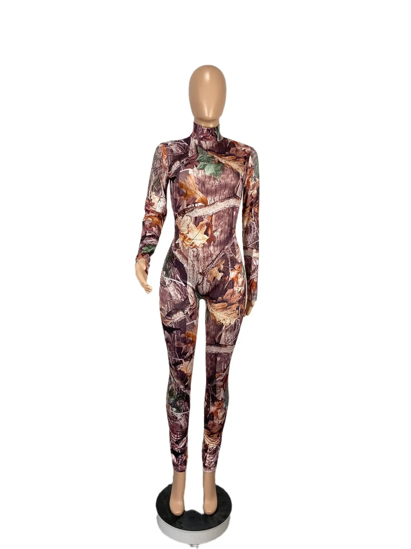 CM.YAYA Active Tie Dye Letter Print Turtleneck Bodycon Jumpsuit for Women Sexy Club One Piece Overall Bodycon Rompers Outfits