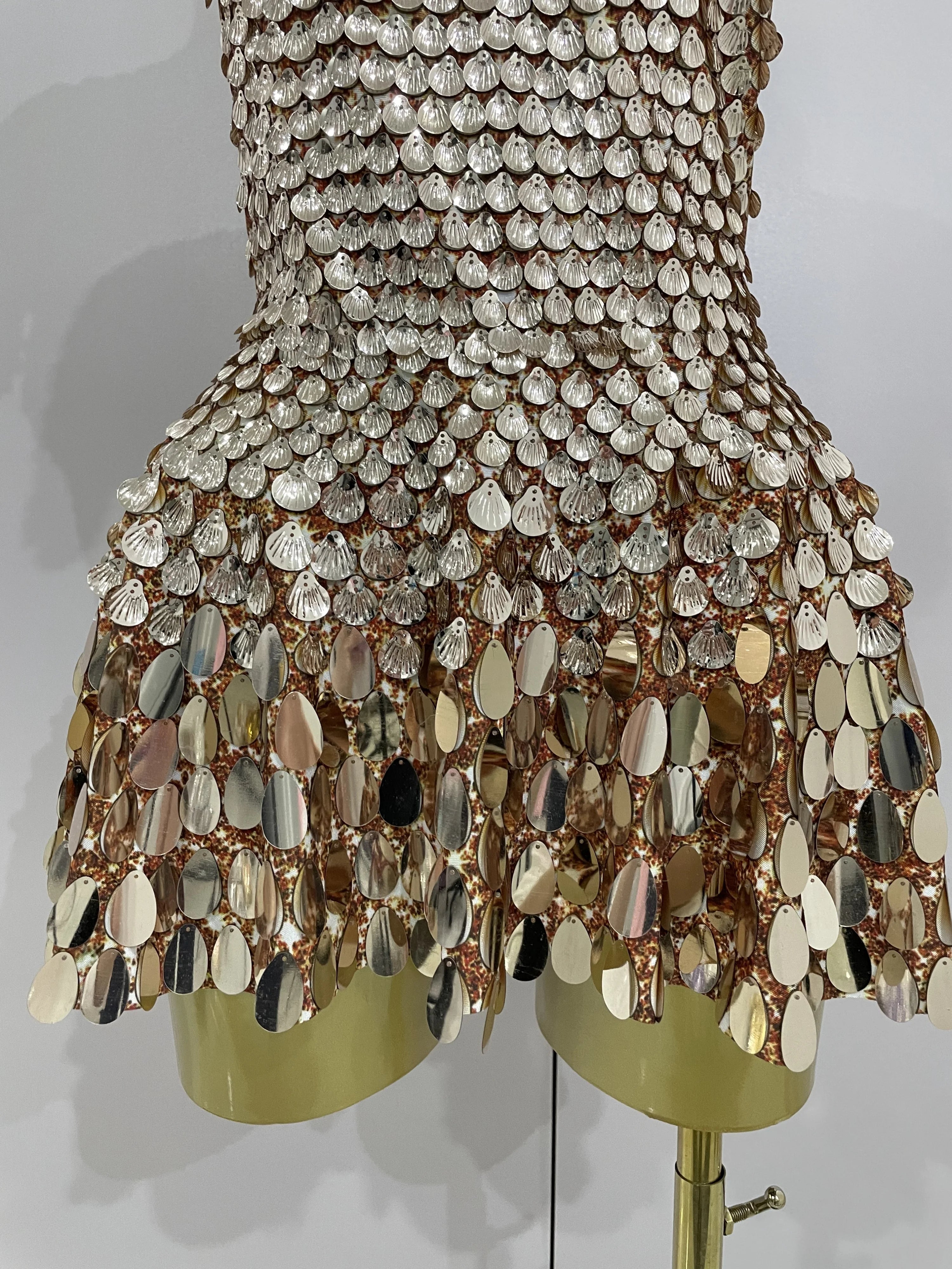 Luxury High Quality Shiny Shell Sequins Bodysuit Dress Women Sexy Nightclub Dance Performance Clothing Birthday party Dresses