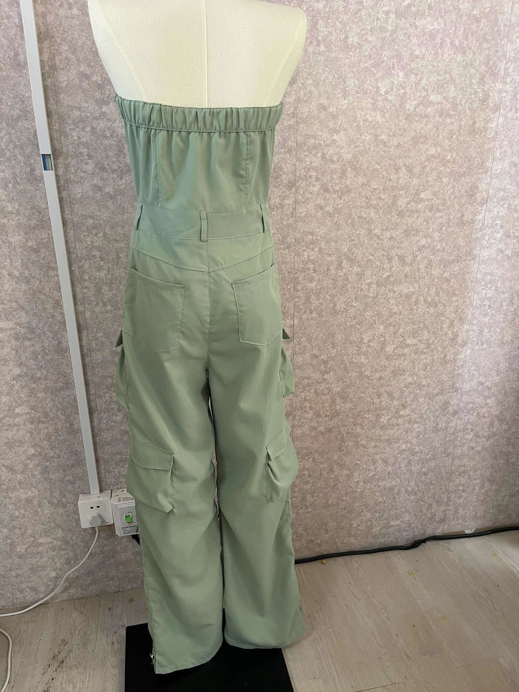 CM.YAYA Fashion Women Strapless Button Front Ruched Cargo Jumpsuit 2023 Autumn Sexy Party Street Playsuit One Piece Suit Romper