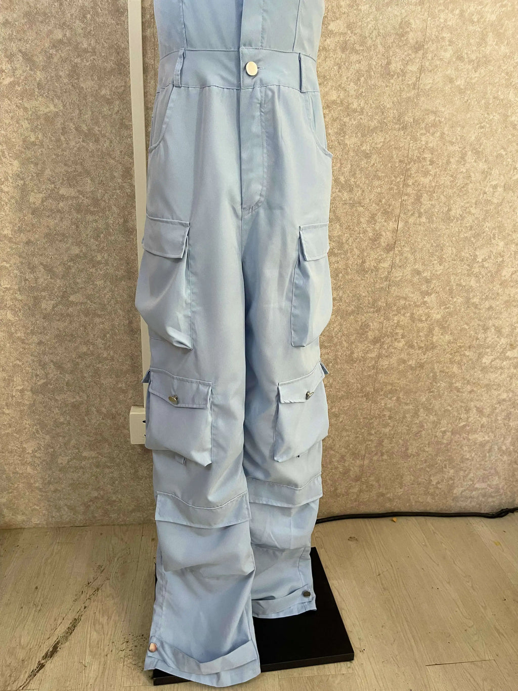 CM.YAYA Fashion Women Strapless Button Front Ruched Cargo Jumpsuit 2023 Autumn Sexy Party Street Playsuit One Piece Suit Romper