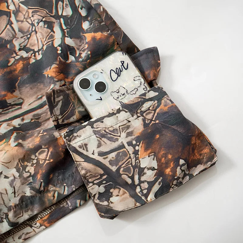 Simenual Streetwear Camouflage Print Long Sleeve Playsuits Women 90s Grunge Zip-up Skinny Rompers Cyber Y2K One-piece Playsuit