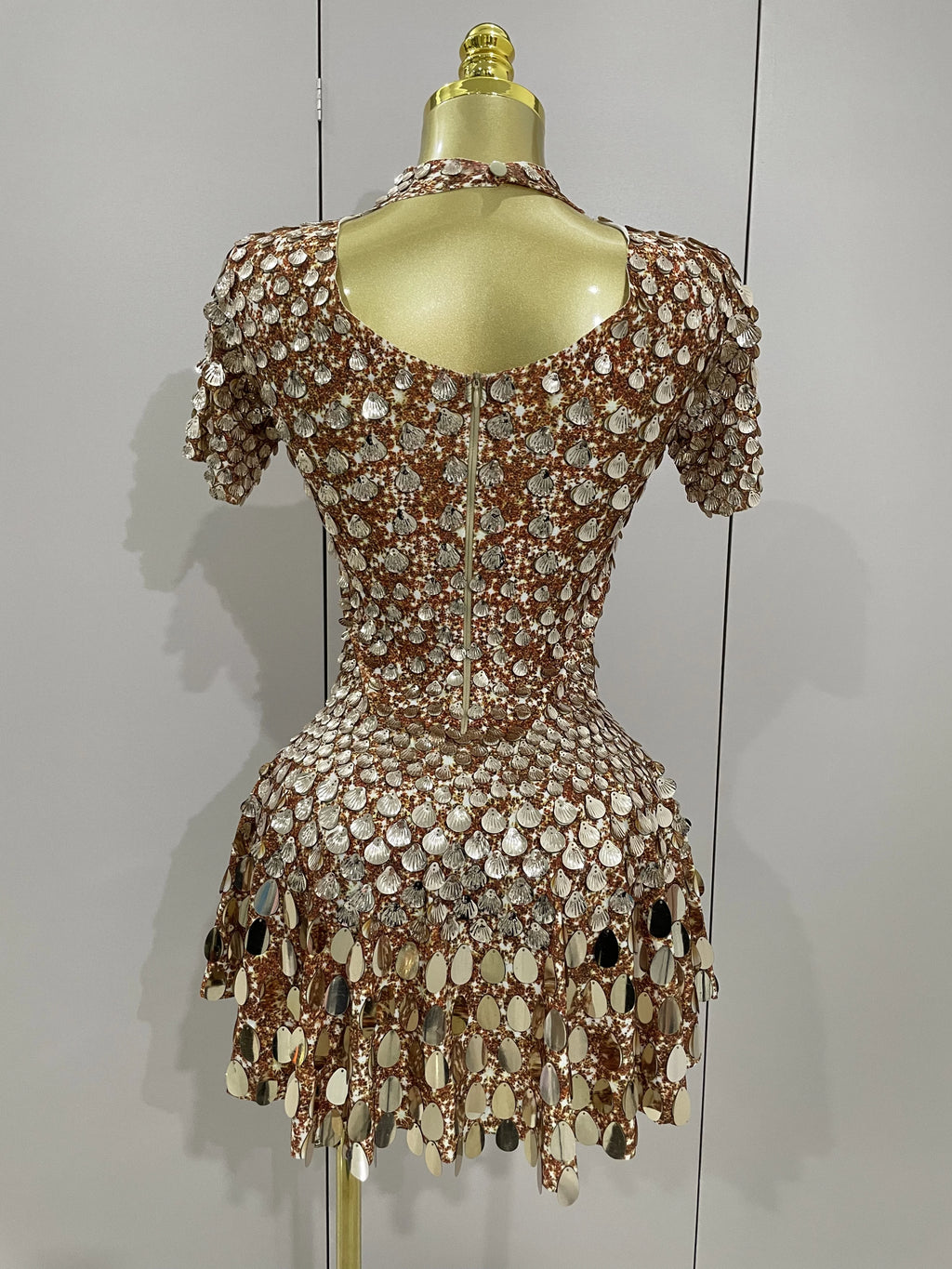 Luxury High Quality Shiny Shell Sequins Bodysuit Dress Women Sexy Nightclub Dance Performance Clothing Birthday party Dresses