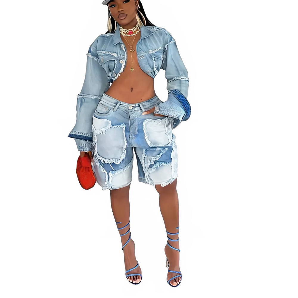 Y2K Denim Two-Piece Set for Women