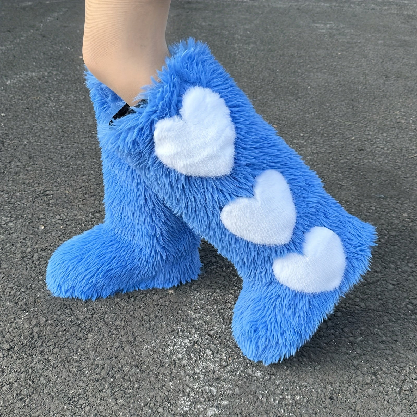 2024 Women's Autumn & Winter Warm Fur Boots, Fashionable & Chic Long Boots, Heart Decor Fur Shoes