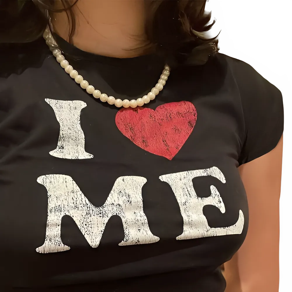 I LOVE ME print Harajuku T-shirt Women Streetwear short Sleeve Skinny Crop Tops Summer Y2K Clothes Baby Tees EMO Girl Short Tops