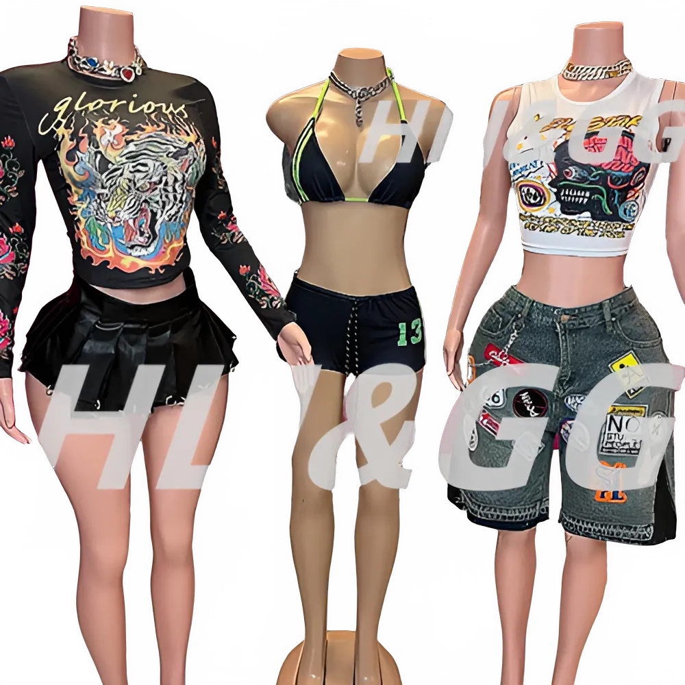 Trendy Graffiti Jean Shorts & Tank Set